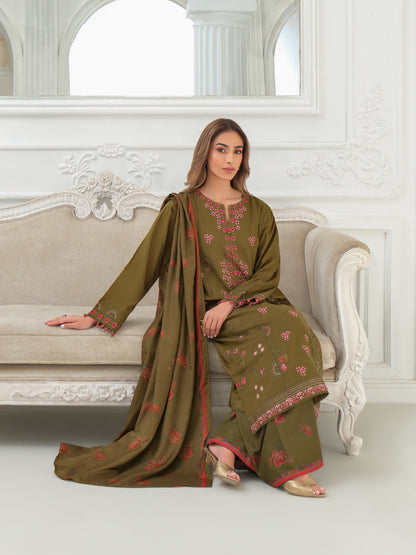 3 Piece Khaddar Suit-Embroidered (Unstitched)