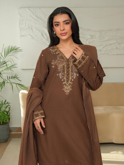 3 Piece Khaddar Suit-Embroidered (Unstitched)