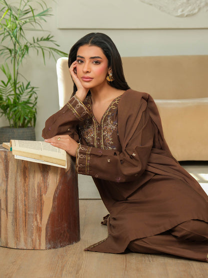 3 Piece Khaddar Suit-Embroidered (Unstitched)