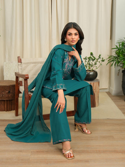 3 Piece Khaddar Suit-Embroidered (Unstitched)