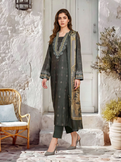 3 Piece Linen Suit-Embroidered (Unstitched)