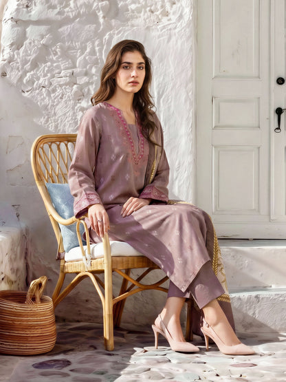 3 Piece Linen Suit-Embroidered (Unstitched)