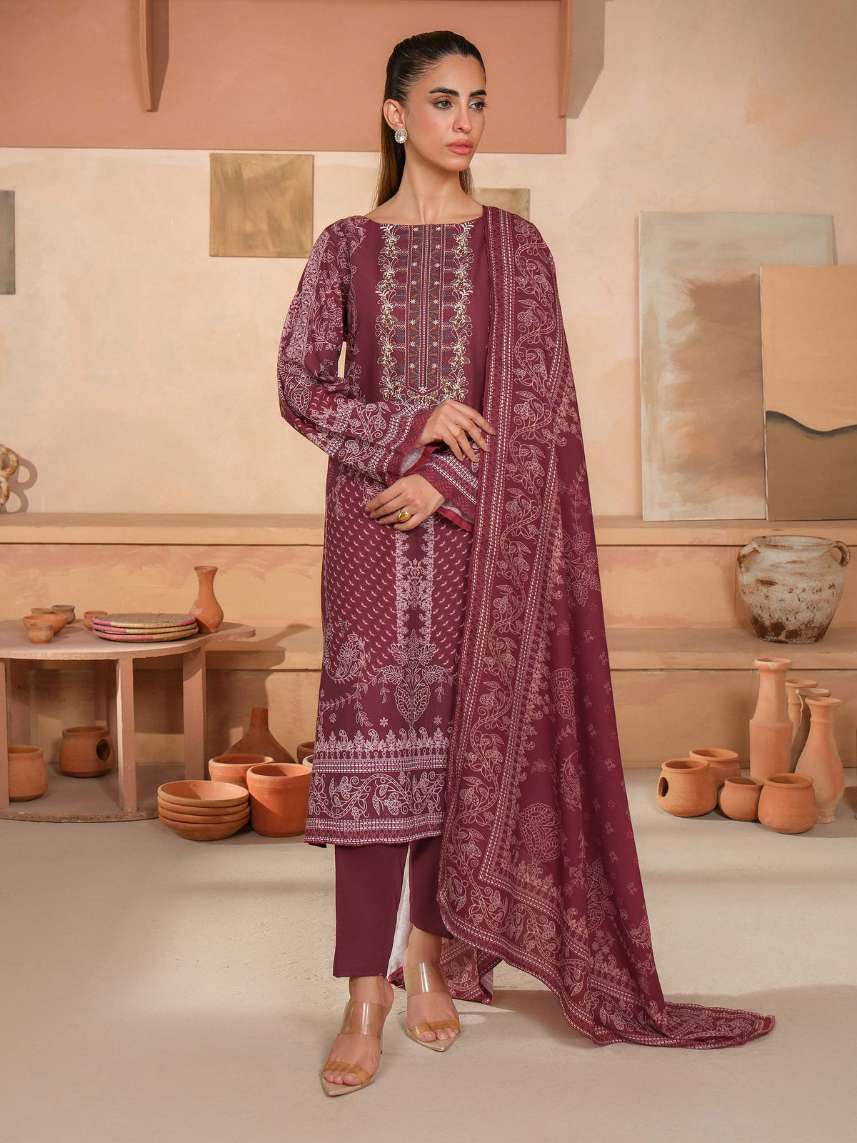 3 Piece Khaddar Suit-Embroidered (Unstitched)