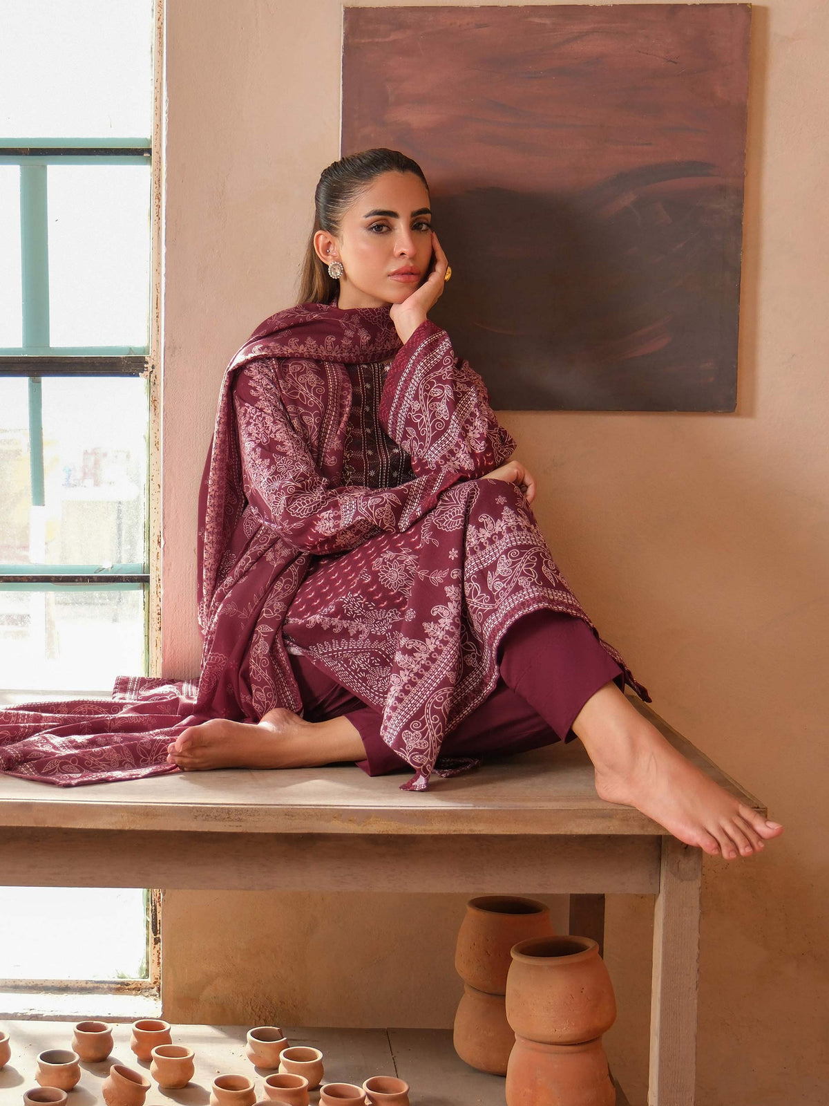 3 Piece Khaddar Suit-Embroidered (Unstitched)