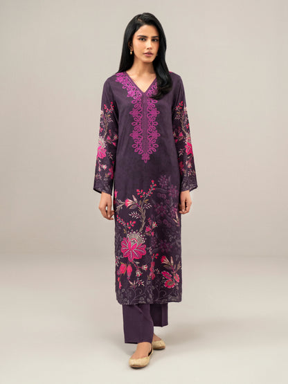 2 Piece Satin Suit-Embroidered (Unstitched)