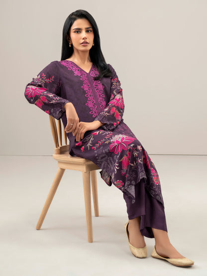 2 Piece Satin Suit-Embroidered (Unstitched)