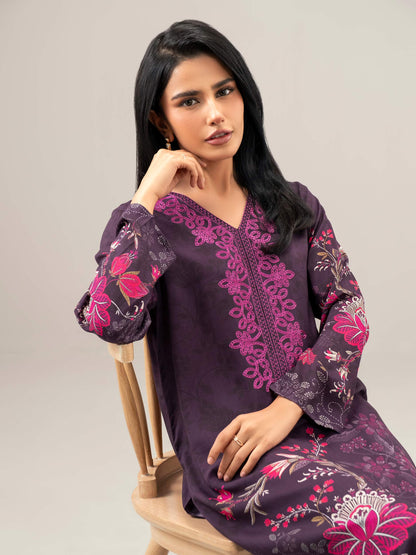 2 Piece Satin Suit-Embroidered (Unstitched)