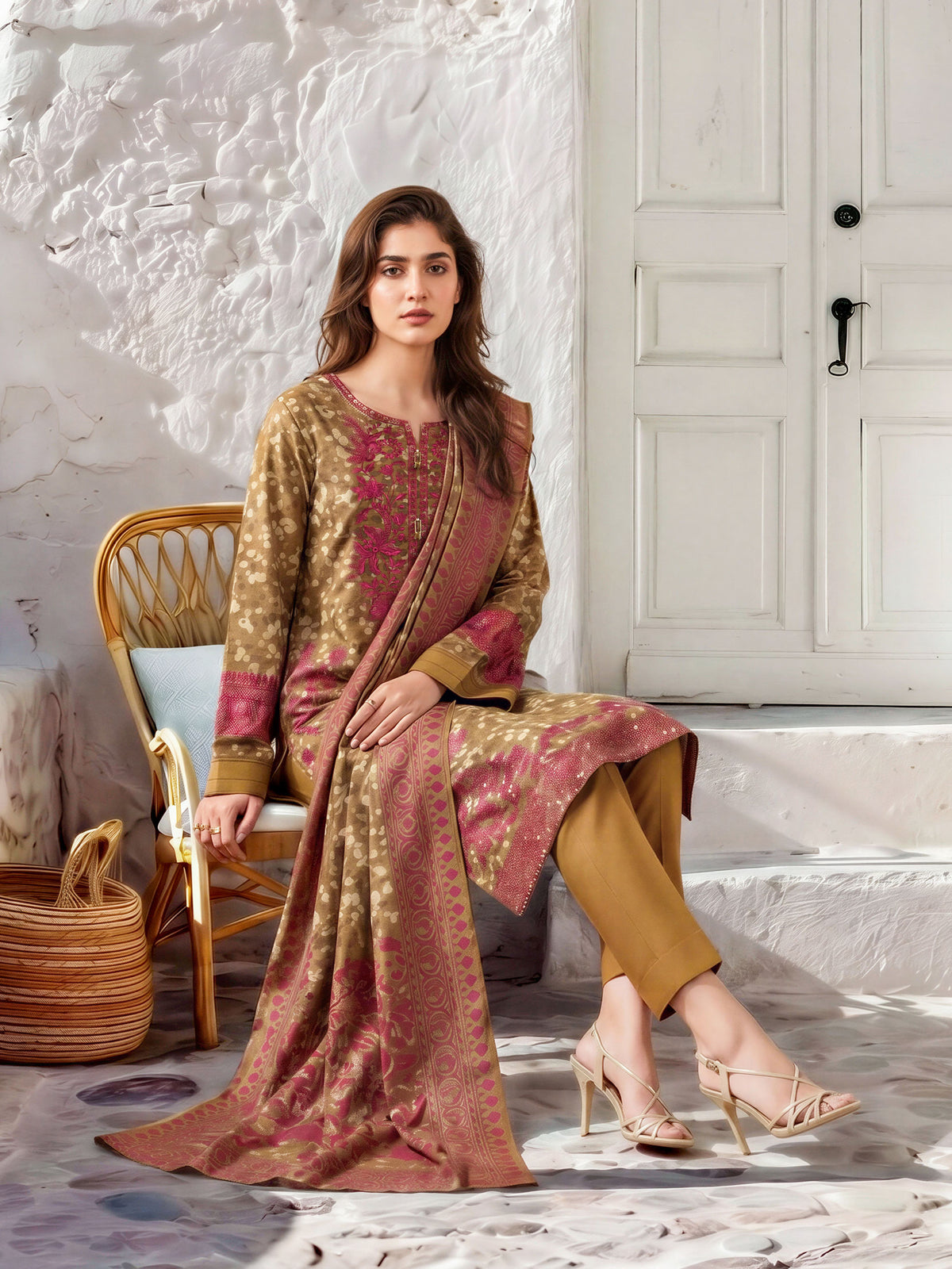 3 Piece Khaddar Suit-Embroidered (Unstitched)