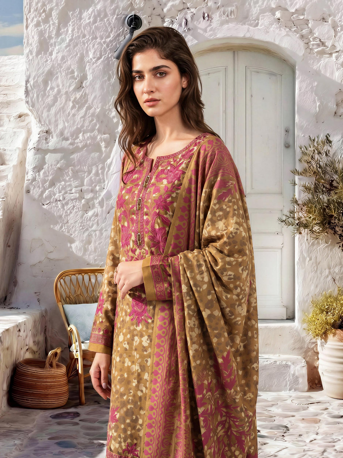3 Piece Khaddar Suit-Embroidered (Unstitched)
