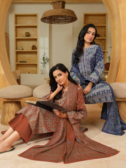 3 Piece Khaddar Suit-Paste Print (Unstitched)