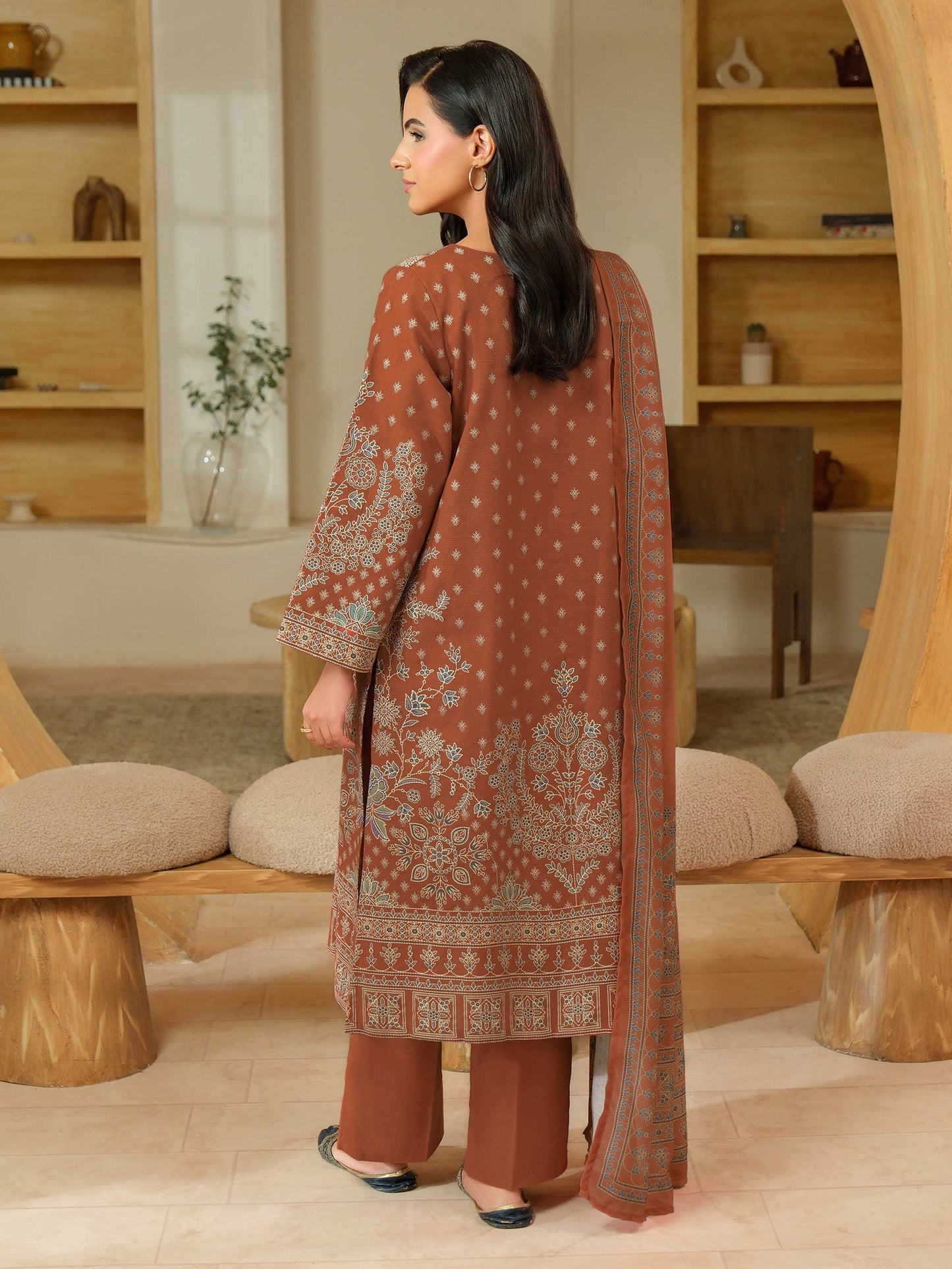 3 Piece Khaddar Suit-Paste Print (Unstitched)