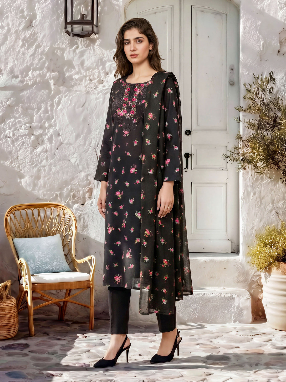 3 Piece Khaddar Suit-Embroidered (Unstitched)