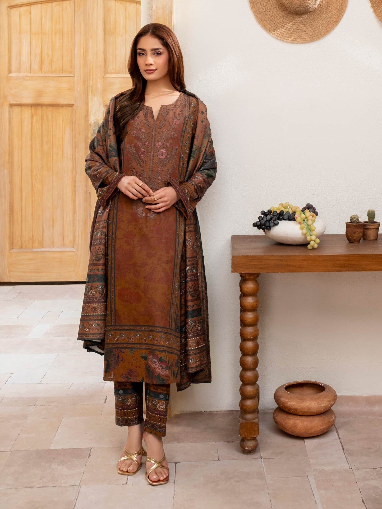 3 Piece Khaddar Suit-Embroidered (Unstitched)