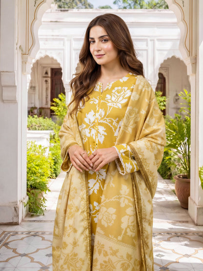 3 Piece Linen Suit-Printed (Unstitched)