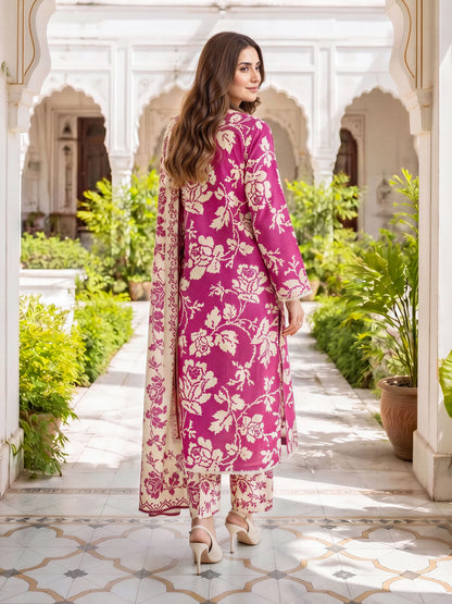 3 Piece Linen Suit-Printed (Unstitched)