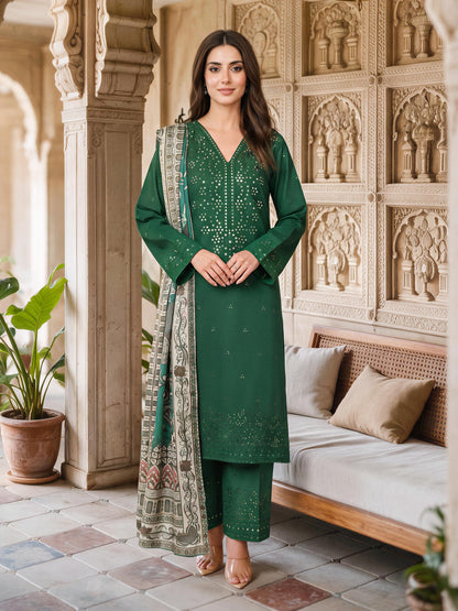 3 Piece Khaddar Suit- Embroidered (Unstitched)