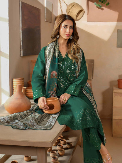 3 Piece Khaddar Suit-Embroidered (Unstitched)