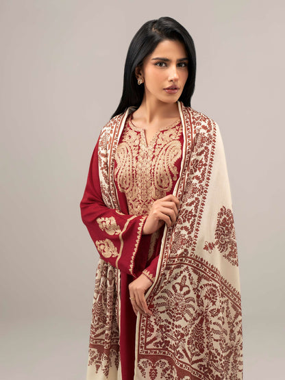 3 Piece Karandi Suit-Embroidered (Unstitched)