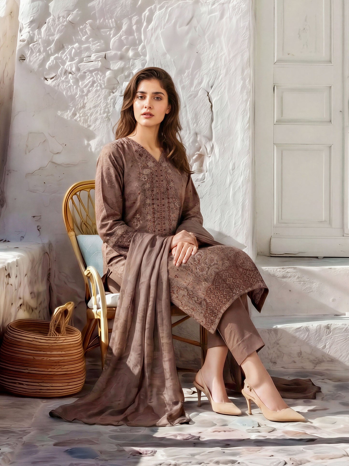 3 Piece Khaddar Suit-Embroidered (Unstitched)