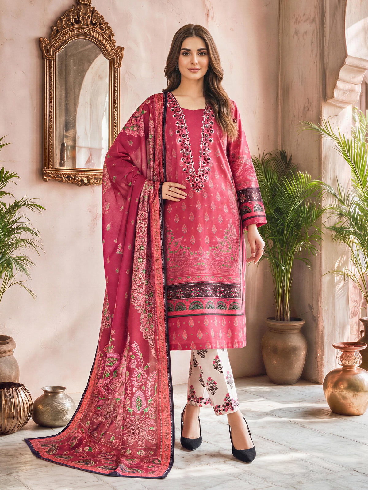 3 Piece Khaddar Suit- Embroidered (Unstitched)