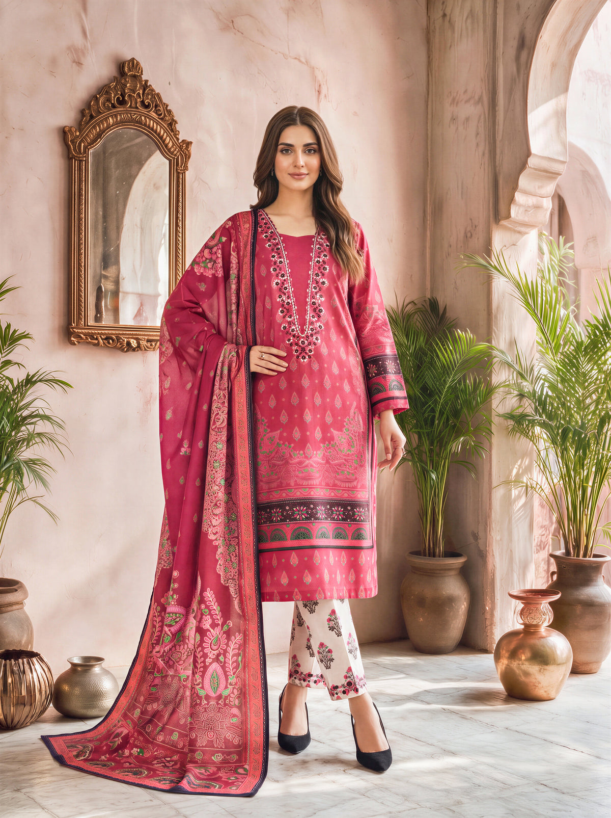 3 Piece Khaddar Suit- Embroidered (Unstitched)