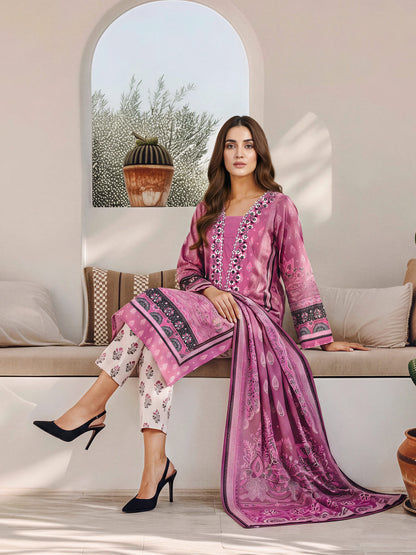 3 Piece Khaddar Suit- Embroidered (Unstitched)