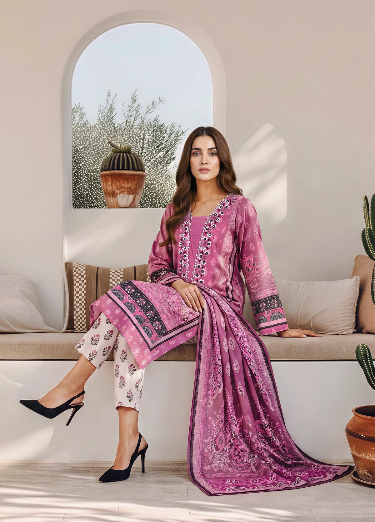 3 Piece Khaddar Suit- Embroidered (Unstitched)