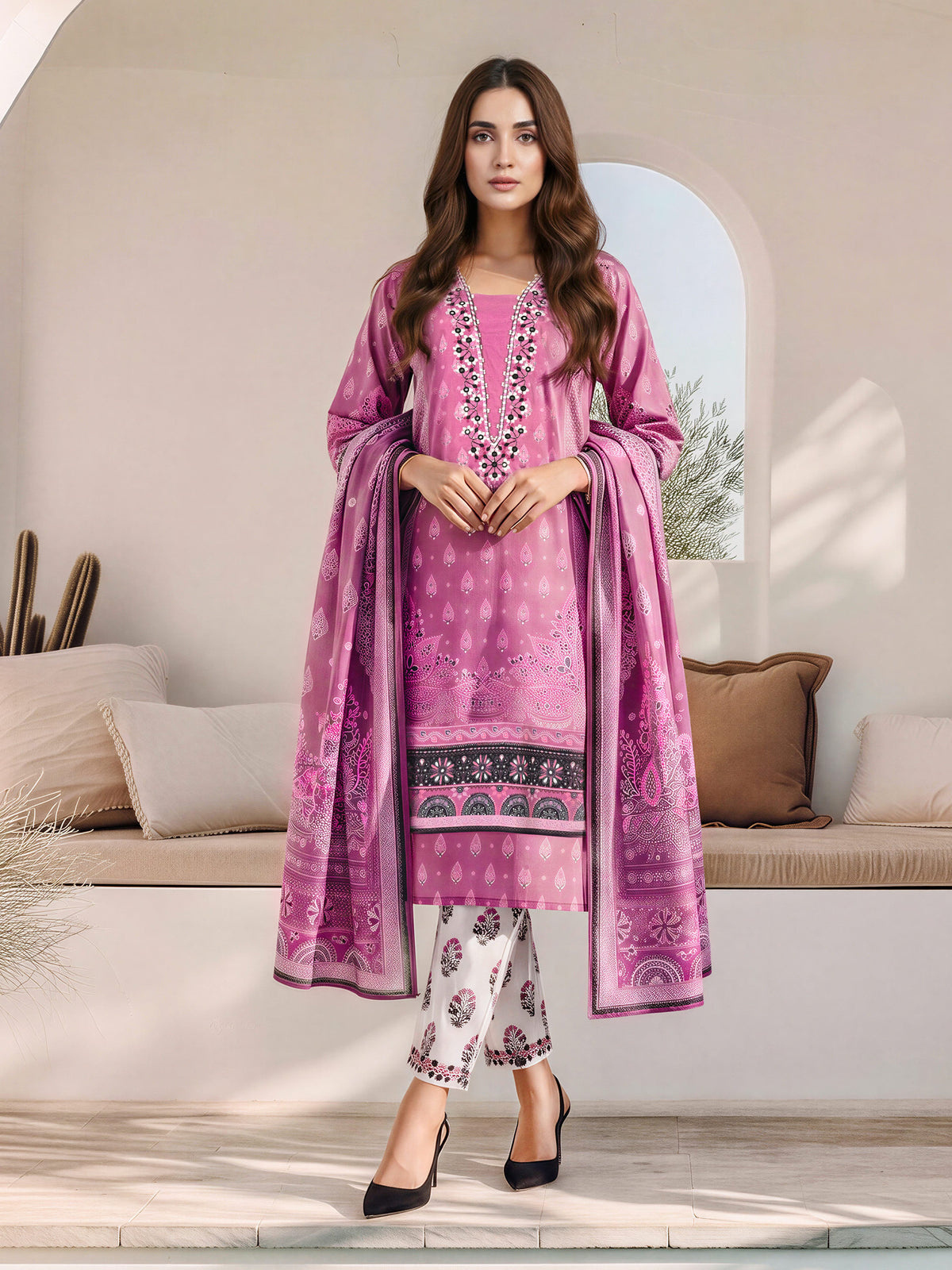 3 Piece Khaddar Suit- Embroidered (Unstitched)