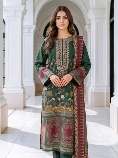 3 Piece Khaddar Suit- Embroidered (Unstitched)