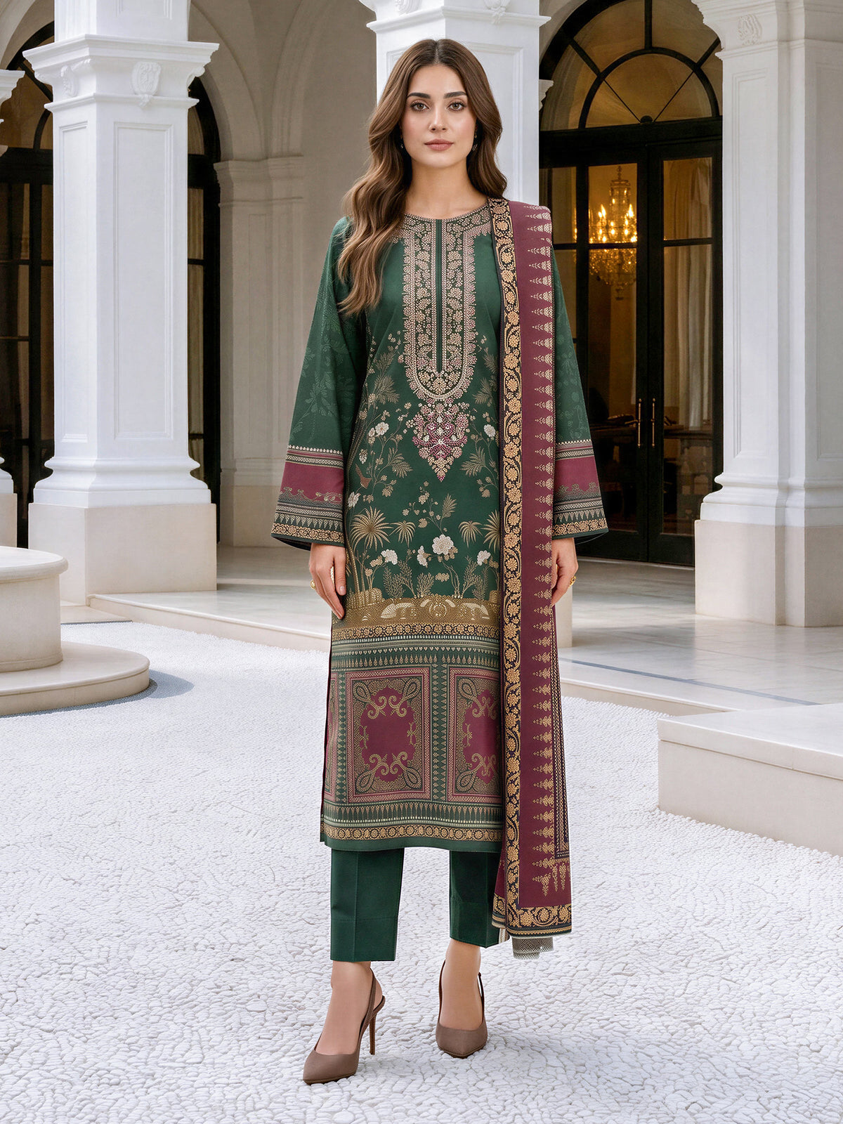 3 Piece Khaddar Suit- Embroidered (Unstitched)
