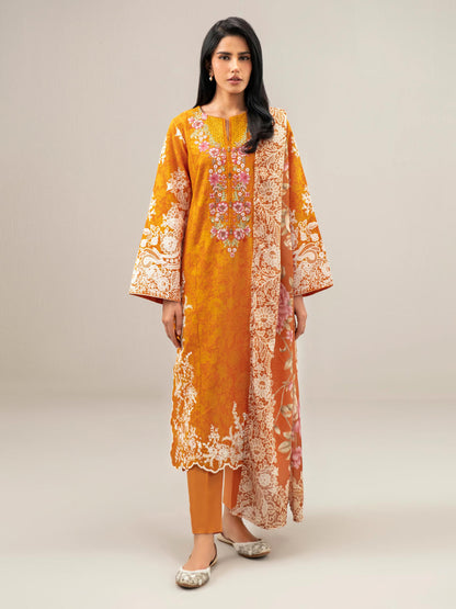 3 Piece Slub Khaddar Suit-Embroidered (Unstitched)