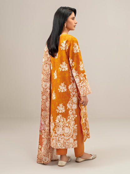 3 Piece Slub Khaddar Suit-Embroidered (Unstitched)