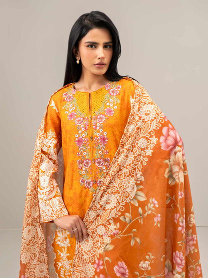 3 Piece Slub Khaddar Suit-Embroidered (Unstitched)
