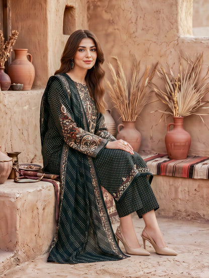 3 Piece Khaddar Suit-Printed (Unstitched)
