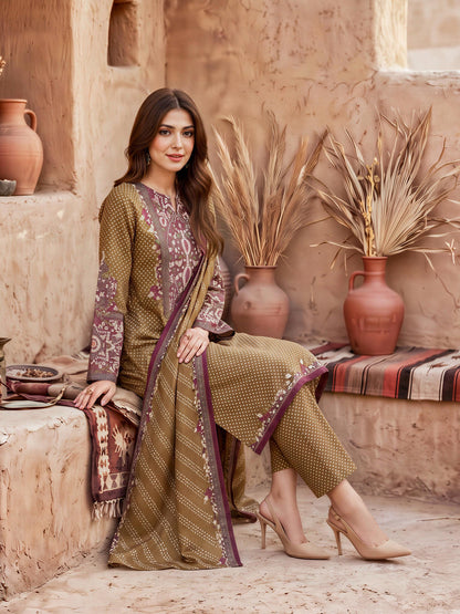 3 Piece Khaddar Suit-Printed (Unstitched)