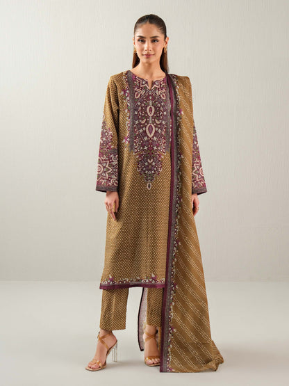3 Piece Khaddar Suit-Printed (Unstitched)