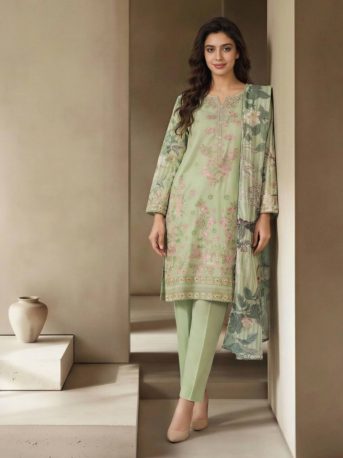 3 Piece Lawn Suit-Embroidered (Unstitched)
