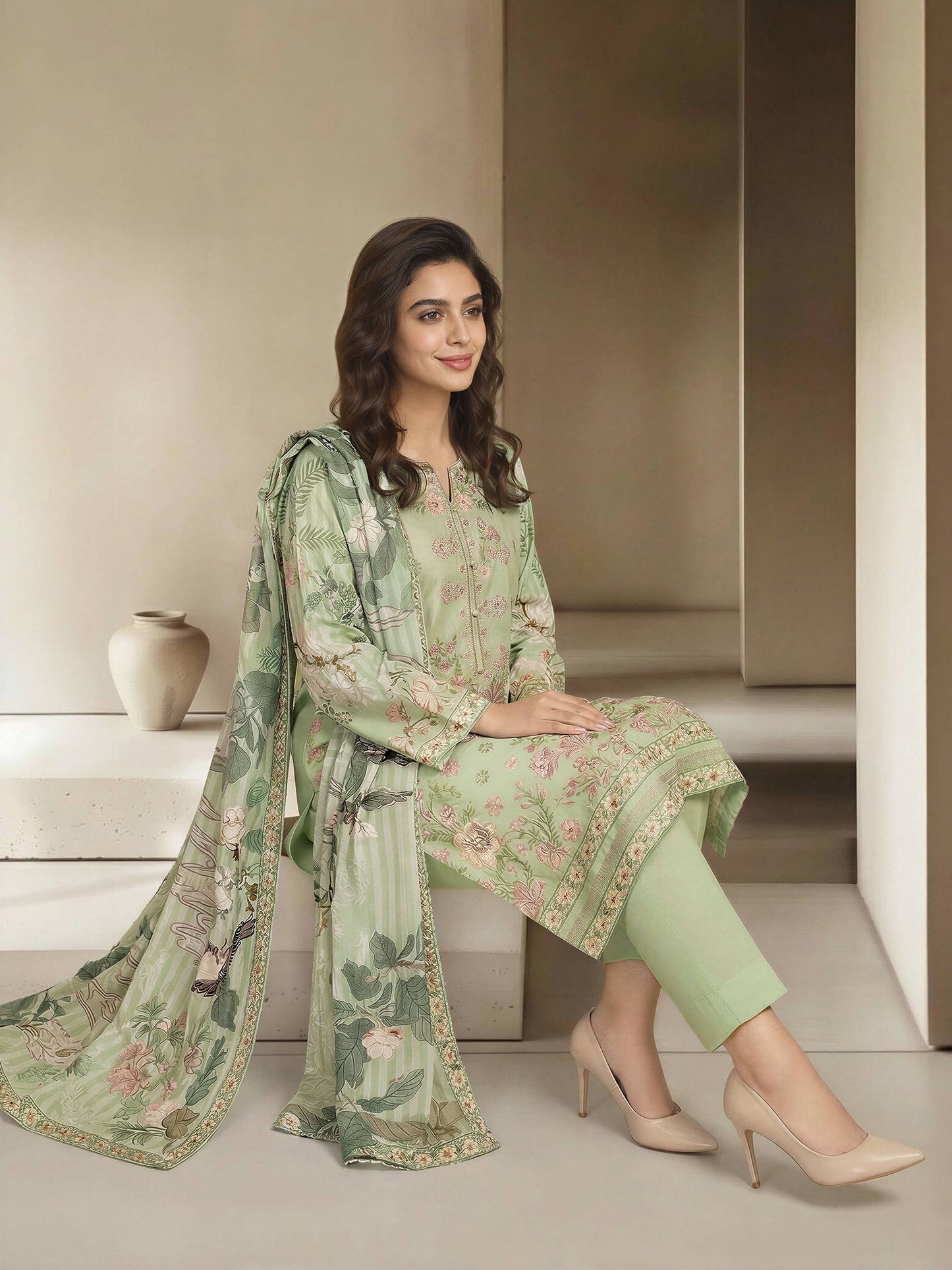3 Piece Lawn Suit-Embroidered (Unstitched)