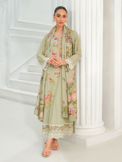 3 Piece Karandi Suit-Embroidered (Unstitched)