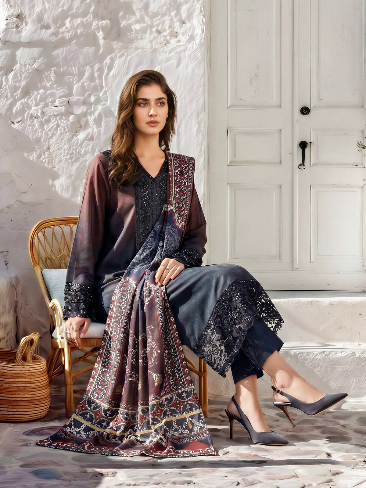 3 Piece Khaddar Suit-Embroidered (Unstitched)