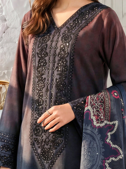 3 Piece Khaddar Suit-Embroidered (Unstitched)
