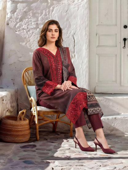 3 Piece Khaddar Suit-Embroidered (Unstitched)
