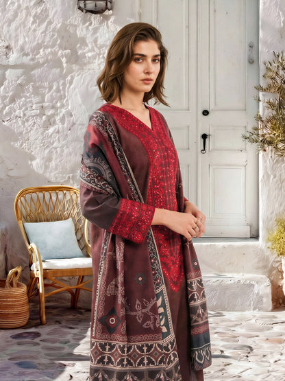 3 Piece Khaddar Suit-Embroidered (Unstitched)