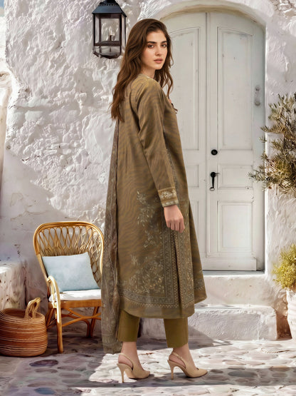 3 Piece Slub Khaddar Suit-Embroidered (Unstitched)