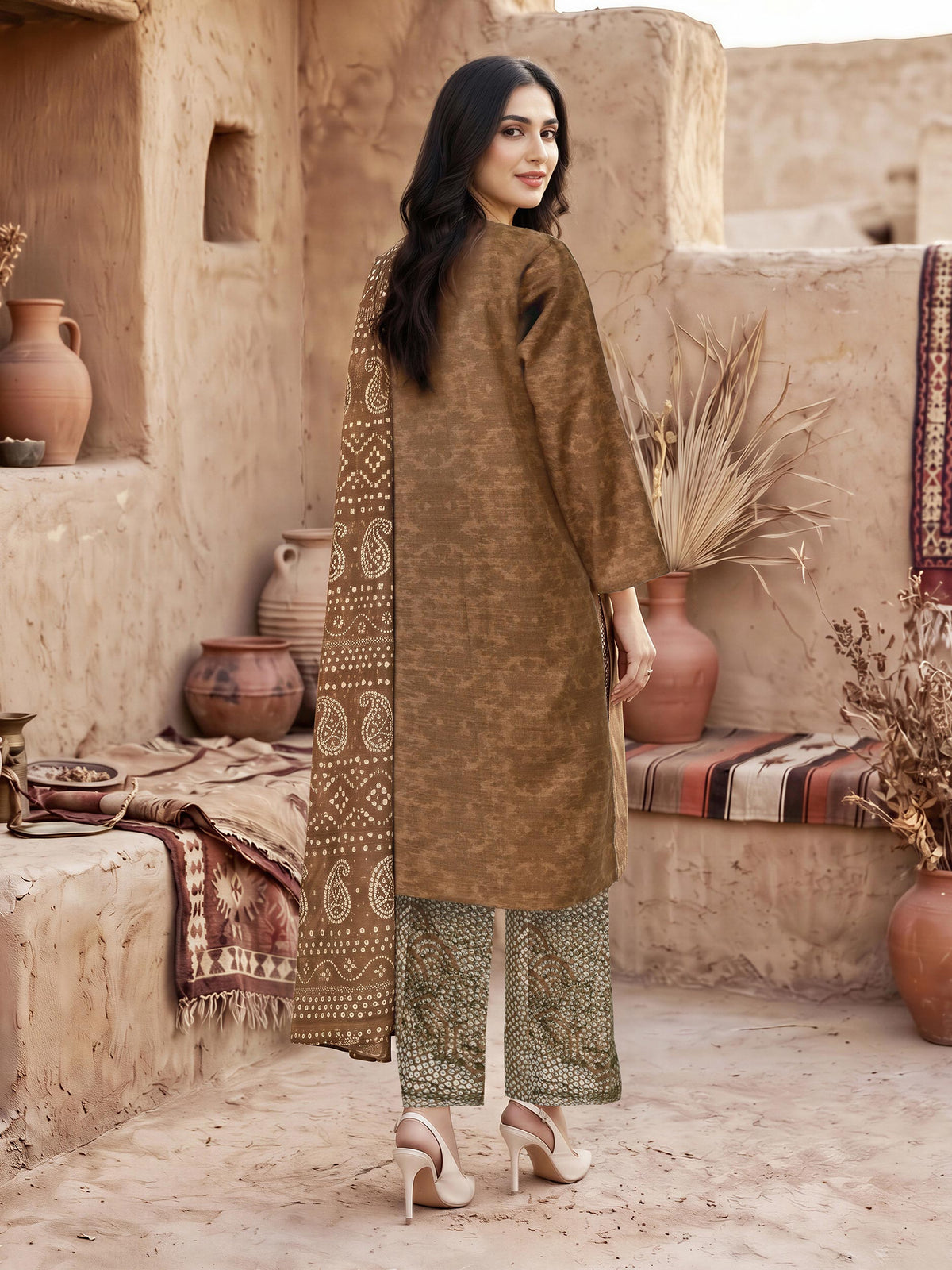 3 Piece Slub Khaddar Suit (Unstitched)