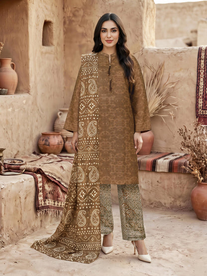 3 Piece Slub Khaddar Suit (Unstitched)