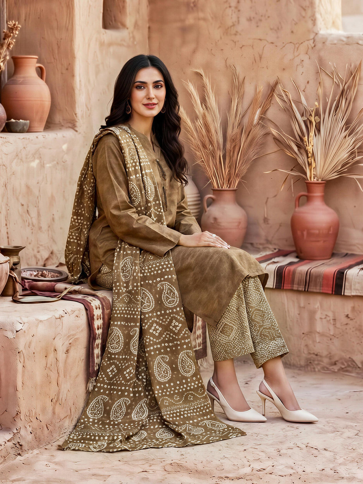 3 Piece Slub Khaddar Suit (Unstitched)