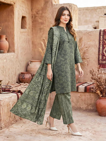 3 Piece Slub Khaddar Suit (Unstitched)