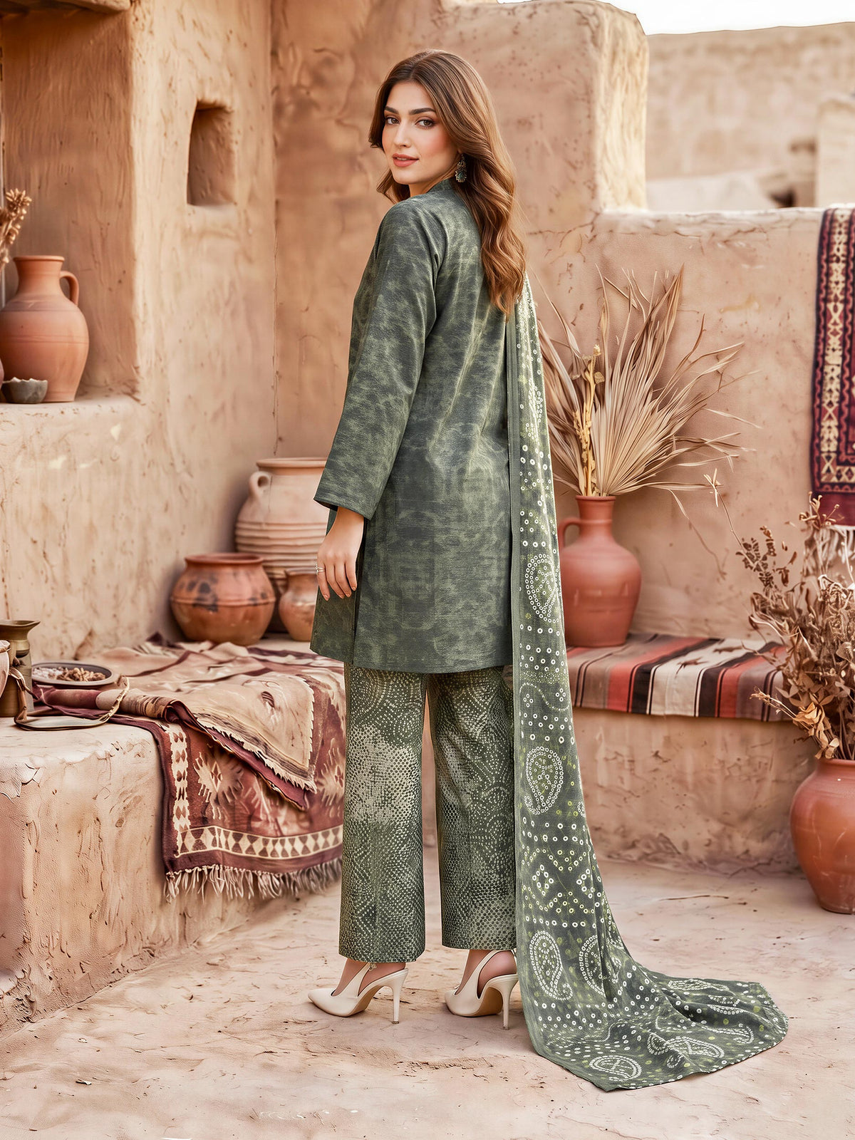 3 Piece Slub Khaddar Suit (Unstitched)