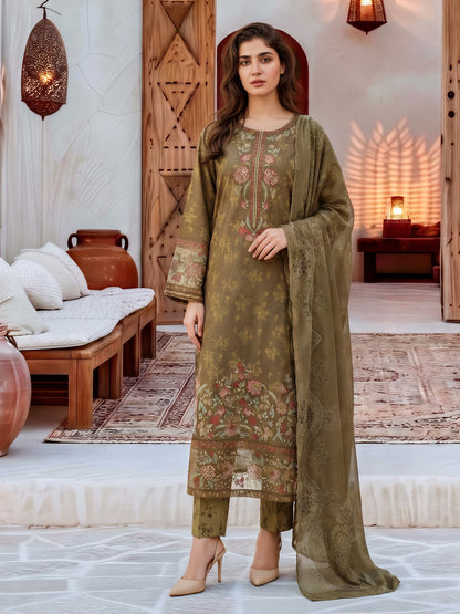 3 Piece Karandi Suit-Embroidered (Unstitched)
